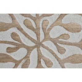 Decoración de Pared Home ESPRIT Blanco Natural Floral 60 x 2,5 x 60 cm (4 Piezas)