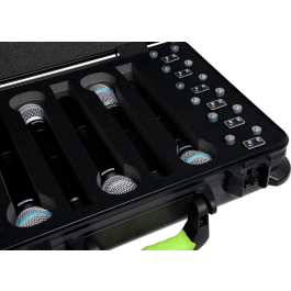 SBG Estuche de Transporte de Polietileno para 6 Micrófonos Inalámbricos con Espacio para Pilas, Cierre TSA