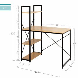 Mesa de Escritorio con Estantería Max Home Acero Melamina Aglomerado 120 x 12 x 64 cm