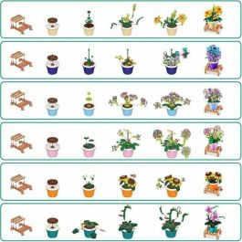 ZURU ZUR4894680036598 Juego de Construcción Plantas de Jardín en Maceta, 233 Piezas, 6 Diseños, Maceta y Soporte Incluidos
