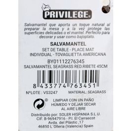 Privilege Salvamantel Seagrass Red con Ribete, 45 cm x 44.4 cm (36 Unidades) Privilege Salvamantel Seagrass Red con Ribete, 45 cm x 44.4 cm (36 Unidades)