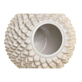 DKD Home Decor Jarron Blanco Gres 25 x 25 x 25 cm (2 Unidades) Pinchos Shabby