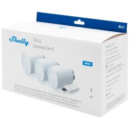 Shelly Blu TRV & Blu Gateway Gen3 Kit 3x Termostatos Inteligentes Inalámbricos M30 x 1.5mm + Gateway Blanco Programable