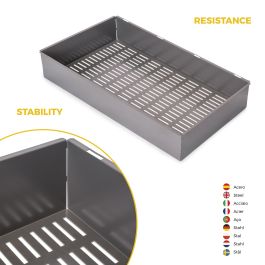 Emuca Kit de cajón metálico y bastidor regulable Quartz para armarios, guías de cierre suave y extracción total, Módulo 90cm, Acabado Titanio