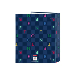 Carpeta de anillas Benetton Damero Azul marino A4 27 x 33 x 6 cm