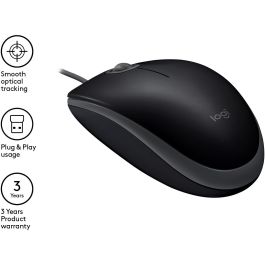 Logitech B110 Silent Ratón USB Óptico Silencioso Plug & Play Ambidextro Negro