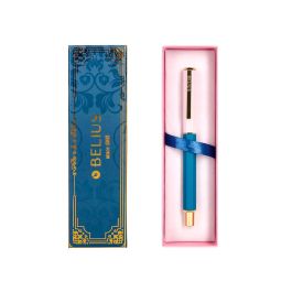 Boligrafo Belius Macaron Bliss Forma Hexagonal Color Rosa- Azul Y Dorado Tinta Azul Caja De Diseño