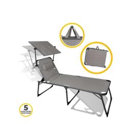 Tumbona de playa plegable aluminio con parasol textileno gris aktive 193x67x48/96 cm Tumbona de playa plegable aluminio con parasol textileno gris aktive 193x67x48/96 cm