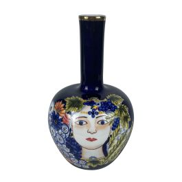 DKD Home Decor Jarrón de Porcelana Estilo Shabby Colección Margot Diseño Cara Multicolor Azul 17x30x17 cm