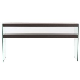 Consola DKD Home Decor Marrón Transparente Cristal Nogal Madera MDF 160 x 45 x 80 cm