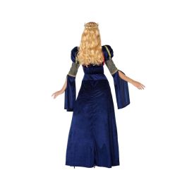 Disfraz Dama Princesa Medieval Mujer Adulto Azul Real XS-S, Vestido de Cortesana con Detalles Dorados, Mangas Caídas, Gran Falda, Poliéster Disfraz Dama Princesa Medieval Mujer Adulto Azul Real XS-S, Vestido de Cortesana con Detalles Dorados, Mangas Caídas, Gran Falda, Poliéster