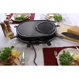 Little Balance LIT3760240787495 Máquina de Raclette para 8 Personas, Multifunción Queso y Crepe, 1200W, Parrilla Extraíble, Azul Noche