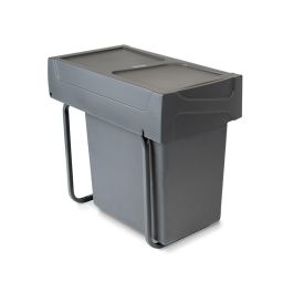Emuca Contenedor de reciclaje para fijación inferior y extracción manual en mueble de cocina Recycle 1x20litros, Plástico gris antracita