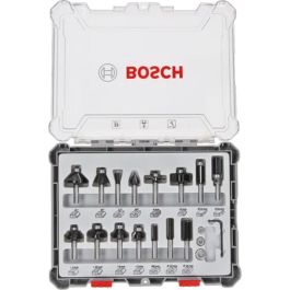 Bosch 2607017472 Juego de brocas para fresadora, 15 piezas, vástago de 8 mm, compatible con fresadoras