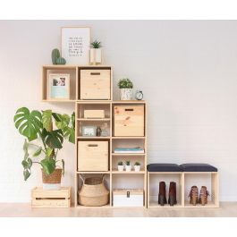 Astigarraga Estantería modular de 3 cubos de pino macizo Dinamic 107 x 36,2 x 34 cm Madera clara