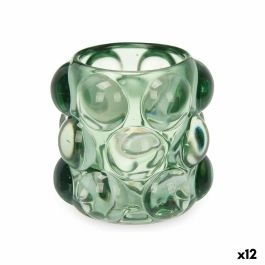 Portavelas Microesferas Verde Cristal 8,4 x 9 x 8,4 cm (12 Unidades)