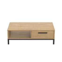 Mesa de centro 1 cajón / 1 nicho - CRAFT - Rectangular - Roble Hamilton / Negro - 110,4 x 50 x 36,9 cm - DEMEYRE Precio: 104.8899995. SKU: B13YYSSBMM