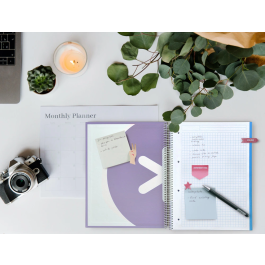 Antartik Cuaderno espiral A4 micro tapa forrada 120 hojas 90 gr cuadro 5mm 5 bandas color lavanda