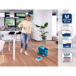 Leifheit 52121 Kit de limpieza de suelos Clean Twist M Ergo mobile con cubo giratorio y ruedas