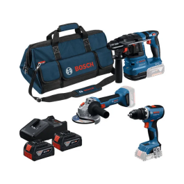 Bosch 0615A50094 Kit de 3 Herramientas 18V Inalámbrico con 2 Baterías 4Ah y Sistema Funcionamiento Sin Polvo