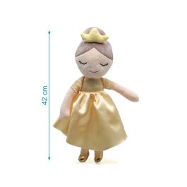 KioKids Peluche Princesa Dorada Muñeca de Tela Niños +10 Meses Vestido Amarillo 40cm