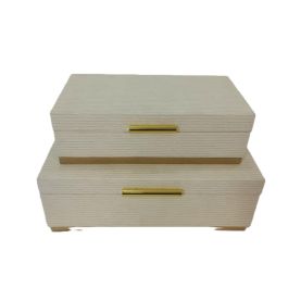 DKD Home Decor Caja Tradicional Madera Blanco Dorado Set de 2 - 30 x 21 x 11 cm Precio: 34.50000037. SKU: B1HGHPYDP3