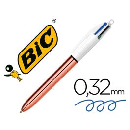 Bic Bolígrafo 4 Colores Rose Gold Cuerpo Blanco-Rosa Metálico Caja 12 Ud