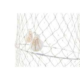 DKD Home Decor Decoración Colgante Mediterráneo Algodón Natural 20 x 20 x 55 cm con LED y Red – Funciona con Pilas AA