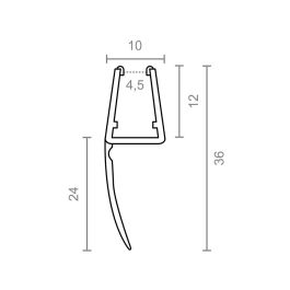 Perfil para mampara con junta 23mm pf8 10,2x36mm tr 18532 micel