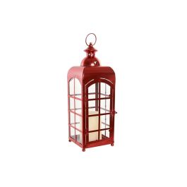 DKD Home Decor Farola Navidad Tradicional Rojo Dorado 21x63x21 cm Set de 2 Metal Cristal