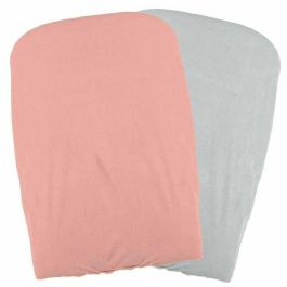 Domiva Lote de 2 Fundas para Cambiador de Bebé - Diseñadas en Esponja Suave y Elástica, Cómodas y Ajustables - Colores Melocotón y Perla
