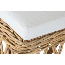 DKD Home Decor Silla Balines Ratan Natural Blanco con Cojín 58 x 90 x 47 cm