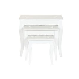 Mesita Auxiliar Romantico DKD Home Decor Gris Claro Blanco 35 x 47 x 53 cm Set de 3 Mesita Auxiliar Romantico DKD Home Decor Gris Claro Blanco 35 x 47 x 53 cm Set de 3