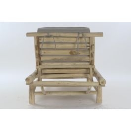 DKD Home Decor Tumbona Balines Natural Gris Teca y Poliester 209 x 36 x 86 cm