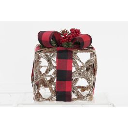 Regalo Navidad Alpina DKD Home Decor Natural Rojo 25 x 30 x 25 cm Set de 3