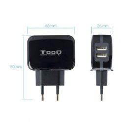 Tooq TQWC-1S02 Cargador de Pared 2 USB 17W Negro