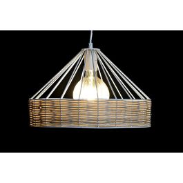 DKD Home Decor Lámpara de Techo Estilo Urban Negra y Blanca de Metal y Ratán para Bombilla E27 50W (2 Unidades) 35x35x22 cm
