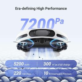 Ezviz Robot aspirador con mopa EZV1726330905836, Cepillo lateral elevado, 7200 Pa, Limpieza con agua caliente a 60 °C