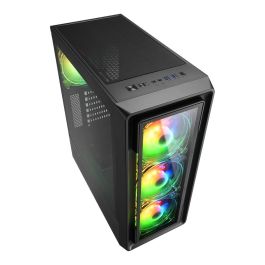 SHARKOON Midi Tower TK4 RGB Negro con Iluminación RGB para PC Gaming ATX, mATX, Mini-ITX y Ventana Lateral