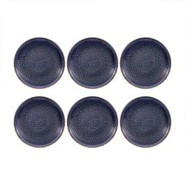 SUMMA Plato Llano MOON BLUE 25 cm - Vitro Porcelana para Vajilla, Apto Lavavajillas y Microondas (Set de 6)