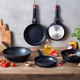 Pyrex Wok Aluminio Forjado Optima + 28 cm, Fondo Inducción Total, 3 Capas Antiadherentes, Asas Soft Touch, Apto Lavavajillas