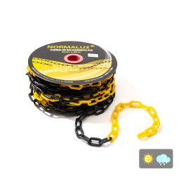 Normaluz Cadena plástica amarilla y negra, 6mm x 25m para delimitar y señalizar