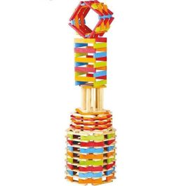 Jeujura Técap? Color Juego de Construcción y Equilibrio 200 Piezas de Madera Natural y Teñida Jeujura Técap? Color Juego de Construcción y Equilibrio 200 Piezas de Madera Natural y Teñida