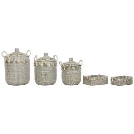 DKD Home Decor Cesta Boho Hecha a Mano de Seagrass y Algodón Natural Blanco, Set de 5, 45x64x45 cm Precio: 145.50000014. SKU: B1DT4JNBCZ