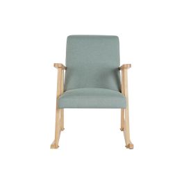 DKD Home Decor Mecedora Scandi de Madera y Poliéster para Salón o Dormitorio, Colores Azul Celeste y Natural, 81x58x90 cm