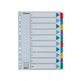 Esselte Separadores Numéricos Cartulina Mylar 1-10 Juego de 10 Separadores DIN A4 Multitaladro Multicolor Precio: 32.67. SKU: B14XPNERL2