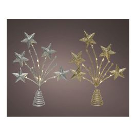Adorno para copa árbol de navidad estrella 5x21x31cm 12 leds colores surtidos, función fija, blanco cálido