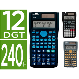 Liderpapel xf35 Calculadora Científica, 240 Funciones, Solar y Pilas, Expositor 10 Unidades, Colores Surtidos