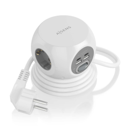AISENS - REGLETA DE ENCHUFES SOBREMESA MULTIFUNCION CON 3 TOMAS + 2xUSB-C, 2xUSB-A, 1.4M, BLANCO Precio: 14.69000016. SKU: B1ACCAL39R
