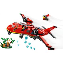 LEGO 60413 Avión de Rescate de Bomberos City con Función de Lanzamiento de Agua, 3 Minifiguras y Escena de Fuego - Juguete Infantil